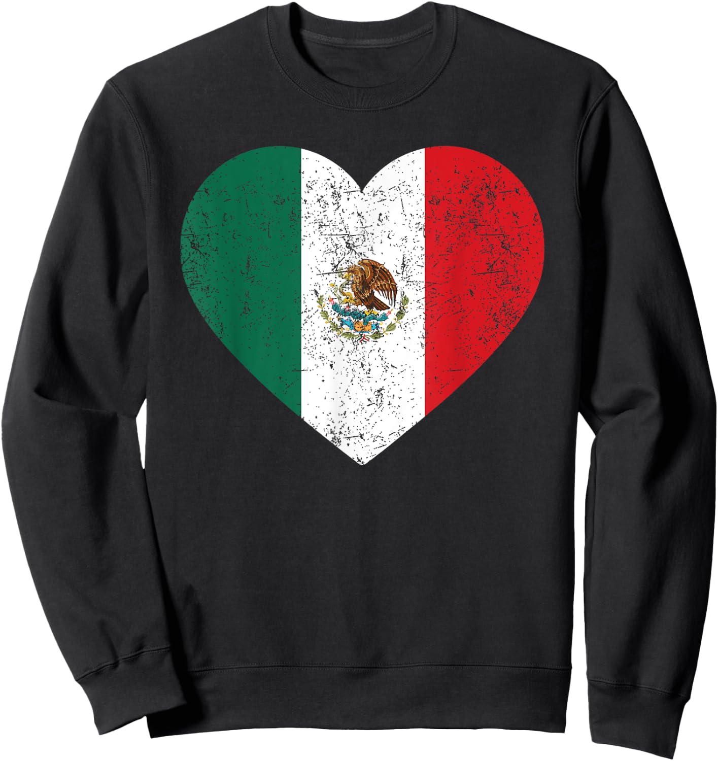 Mexico Flag Heart Mexican Independence Day Women Men Kids Sweatshirt - Sweatshirt | Black