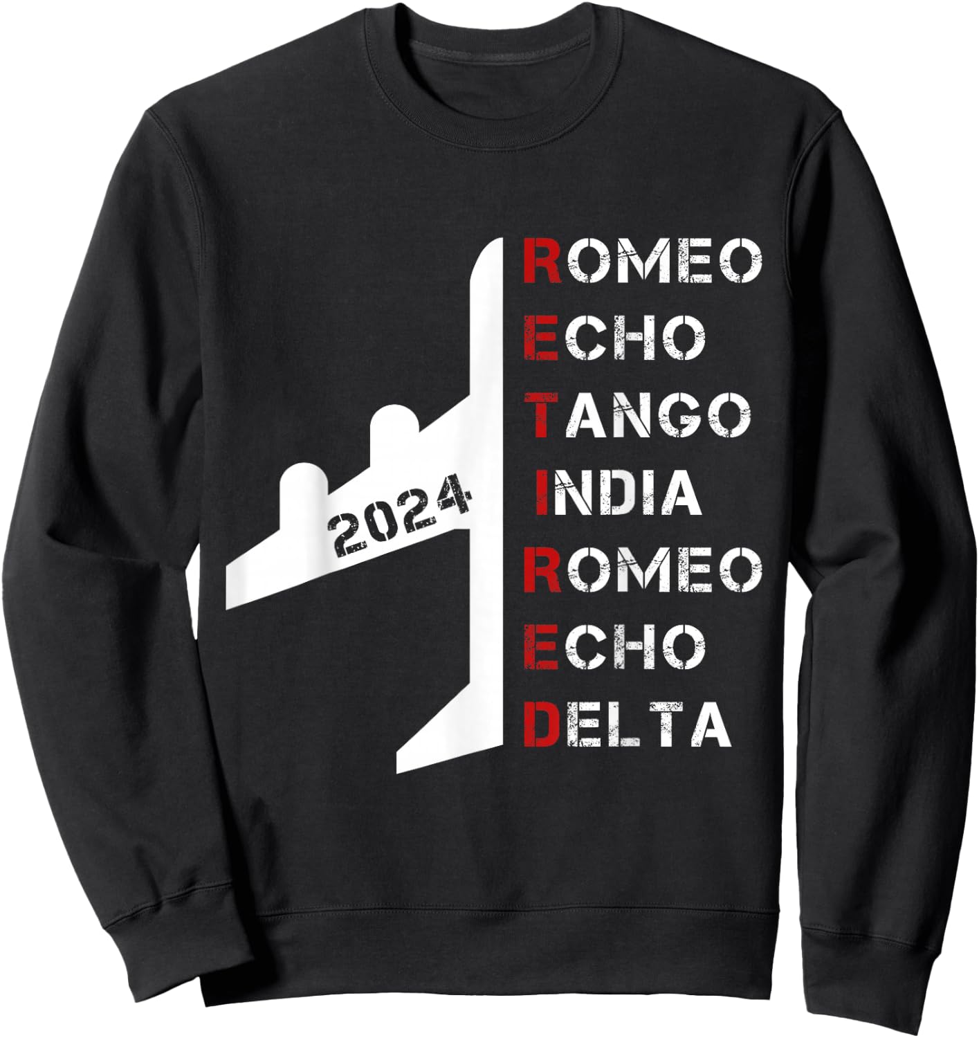 Retired Pilot 2024 Phonetic Alphabet Retirement Gift Sweatshirt - Sweatshirt | Black