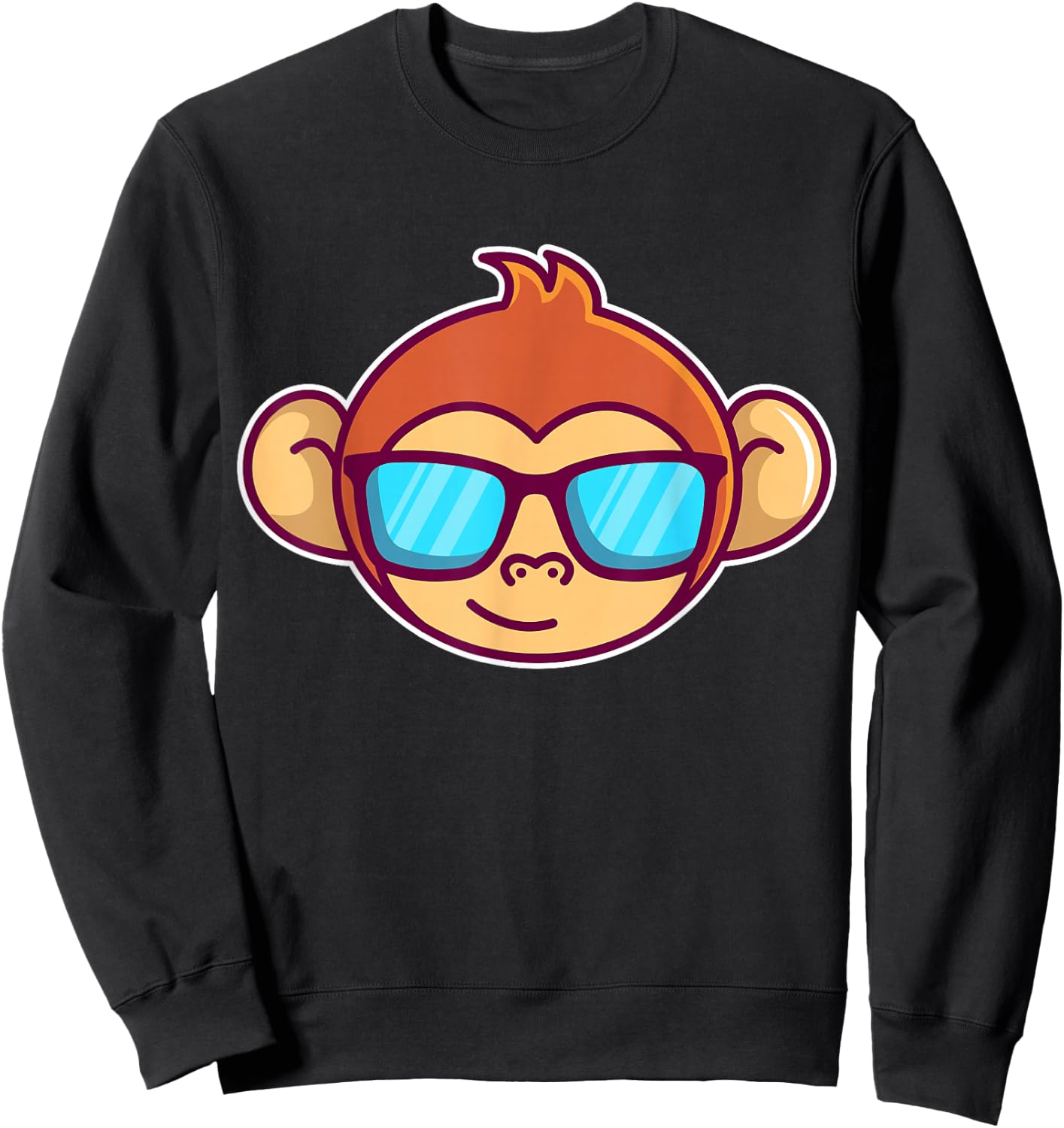 Cute Monkey With Sunglasses For Kids Who Love Monkeys Sweatshirt - Sweatshirt | Black