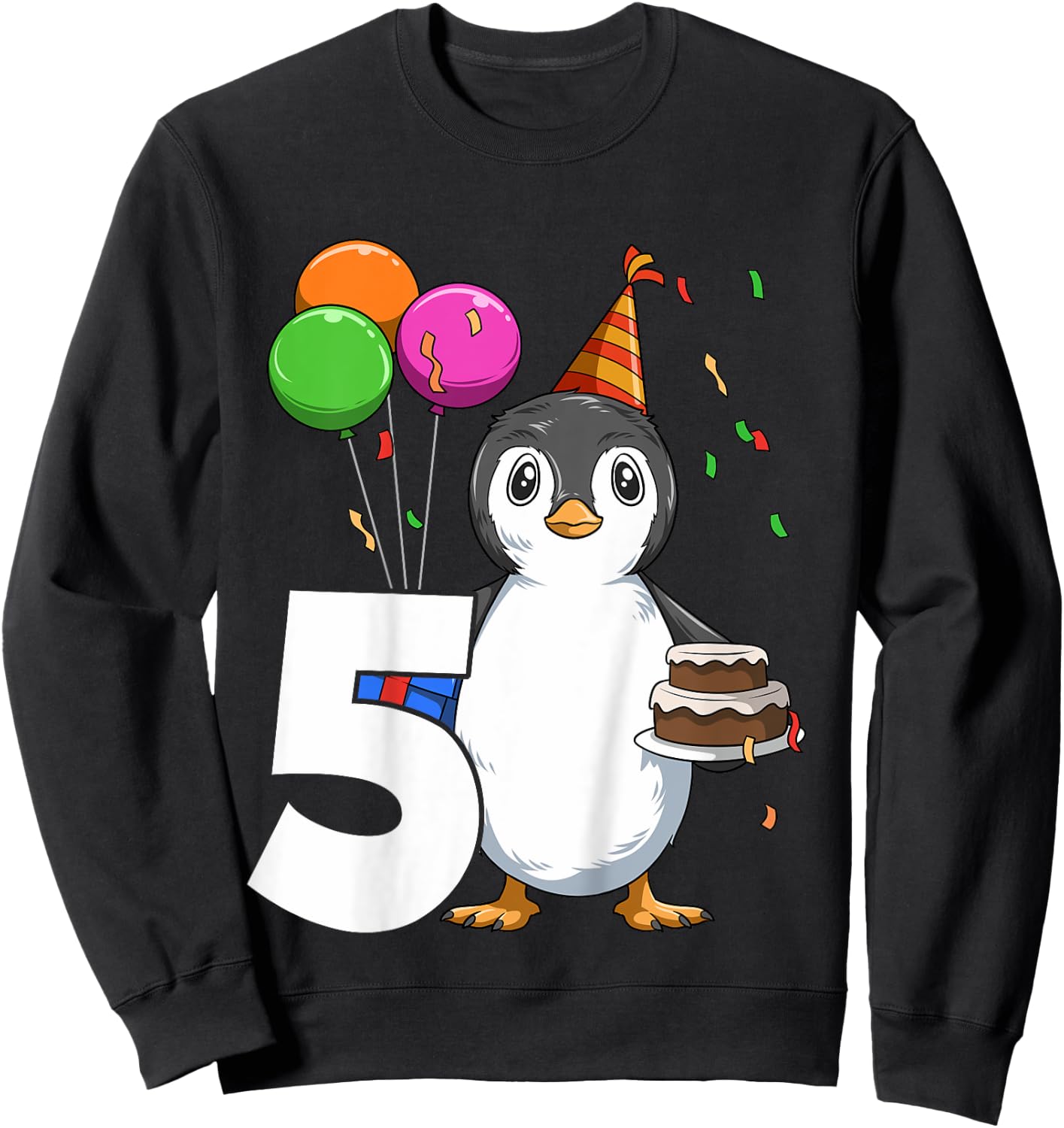 Penguin Birthday 5 Penguin 5th Birthday Outfit Penguin Party Sweatshirt - Sweatshirt | Black