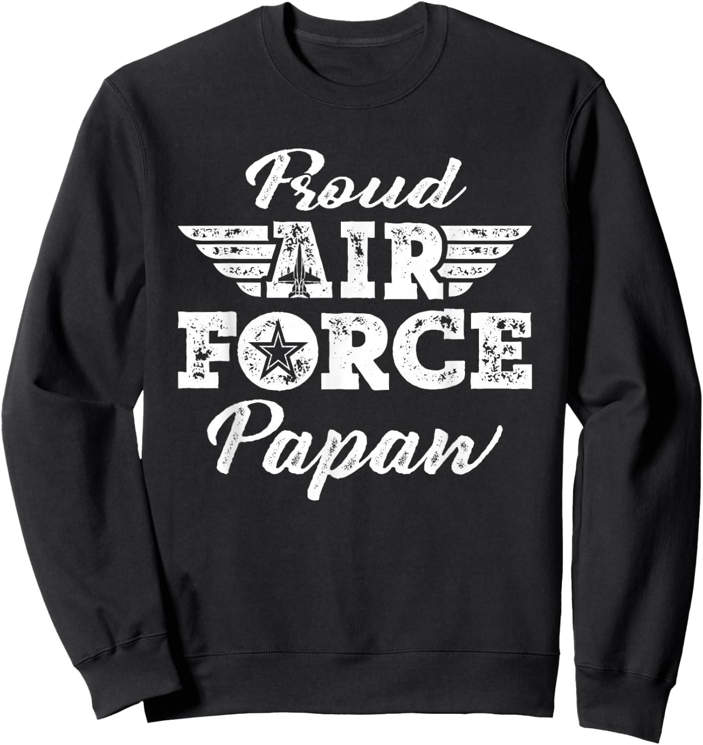 Proud US Air Force Papaw Pride Military Family Grandpa Gifts Sweatshirt - Sweatshirt | Black