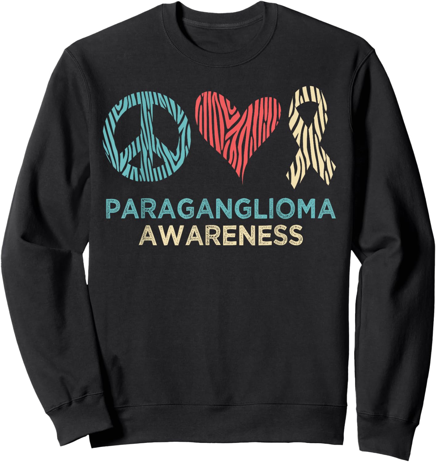 Paraganglioma Awareness Zebra Stripes Vintage Retro Pattern Sweatshirt - Sweatshirt | Black