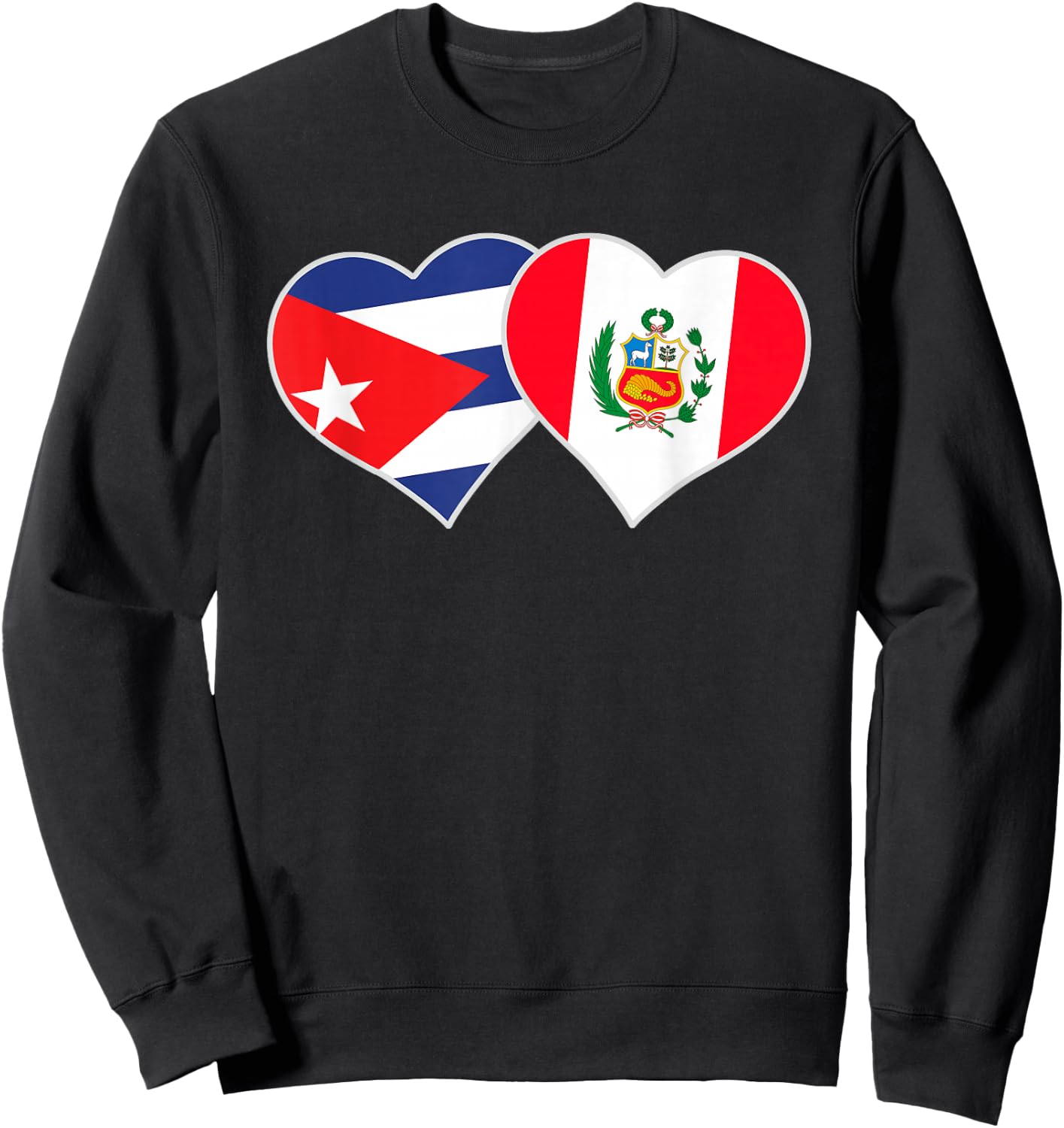 Cuban Peruvian Flag Love Peru Cuba Heart Sweatshirt - Sweatshirt | Black