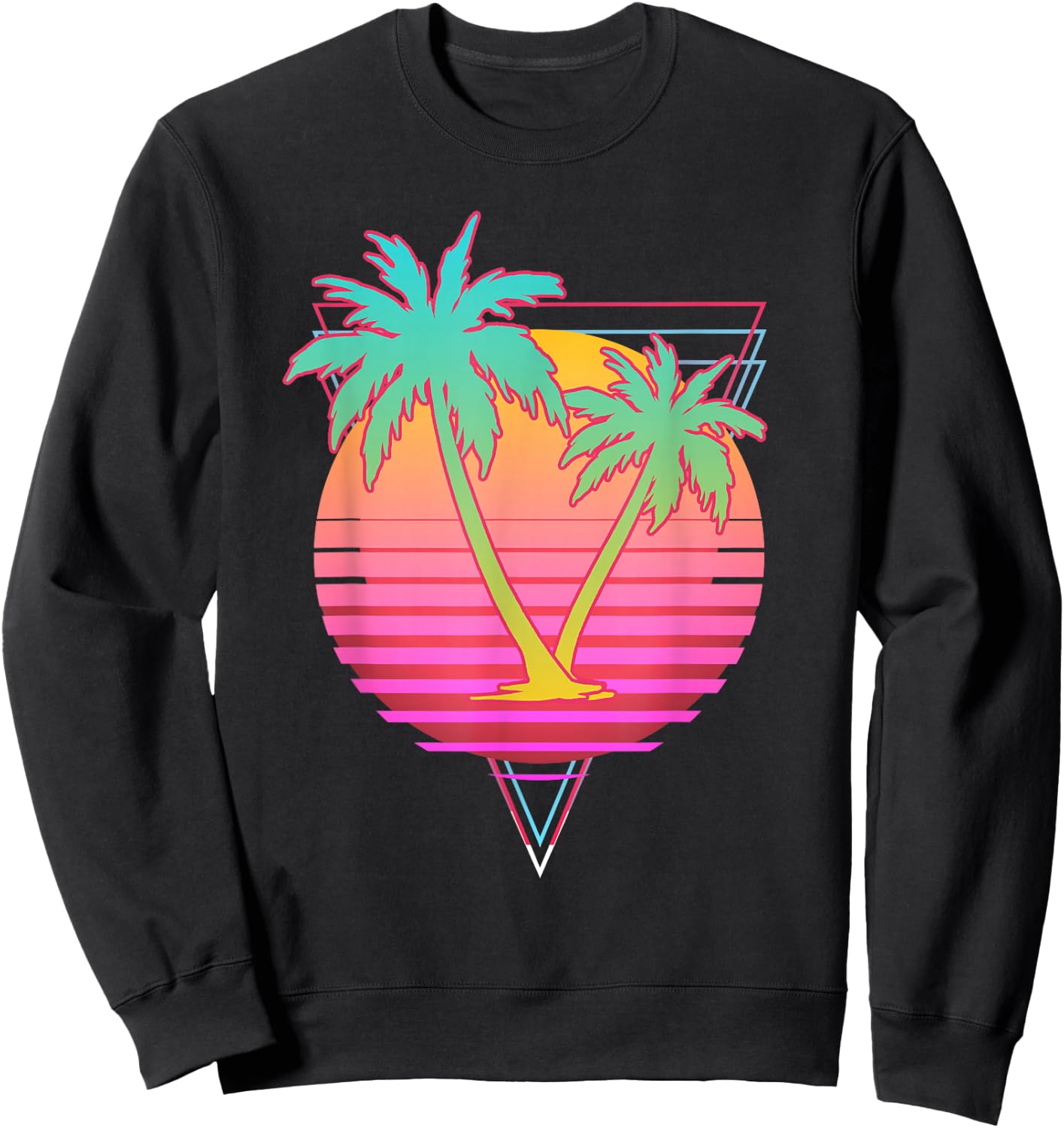 Retro Art 1980s Synthwave Sunset Vaporwave Sweatshirt - Sweatshirt | Black