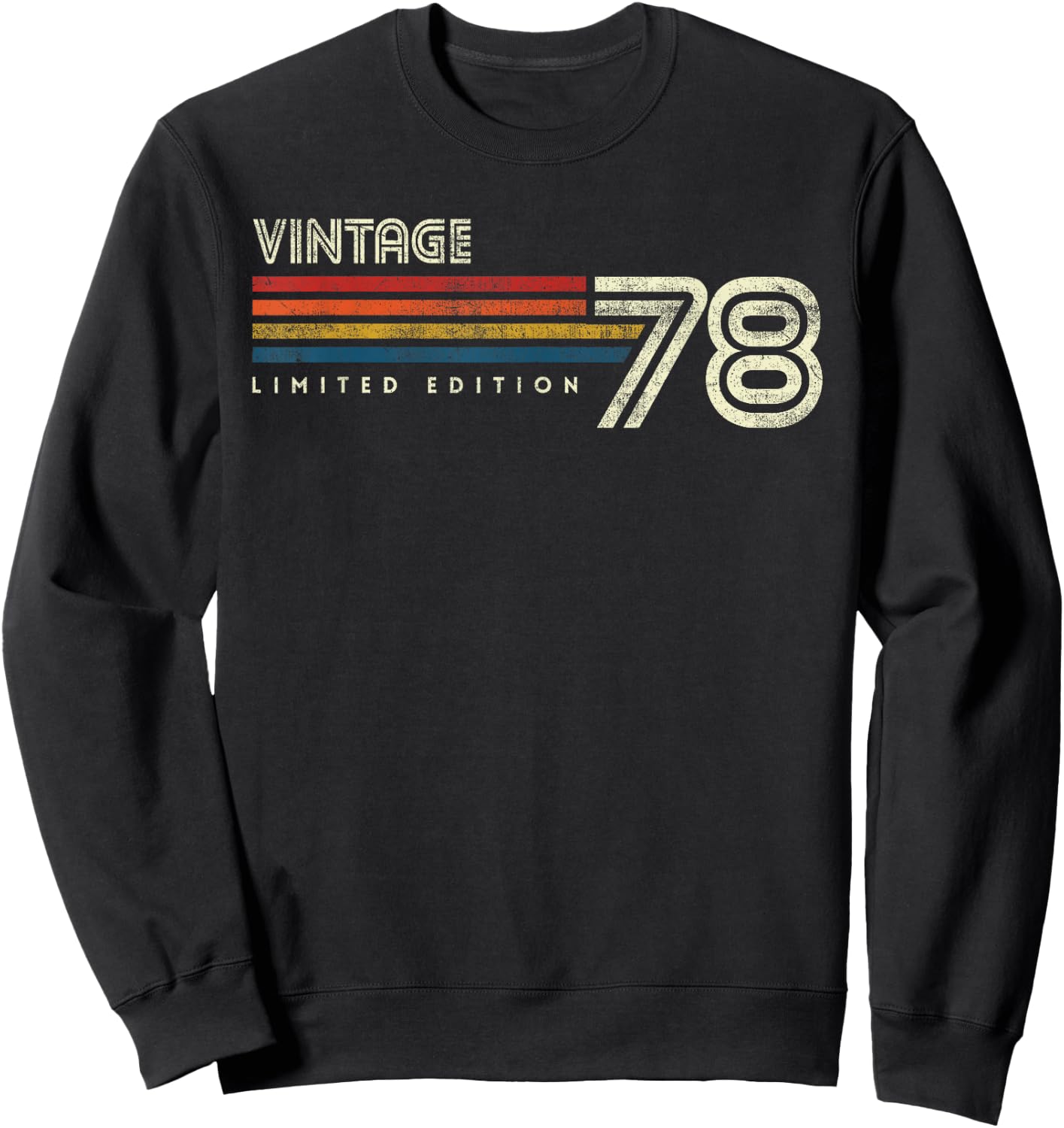 Vintage 1978 Chest Stripe Birthday Sweatshirt - Sweatshirt | Black