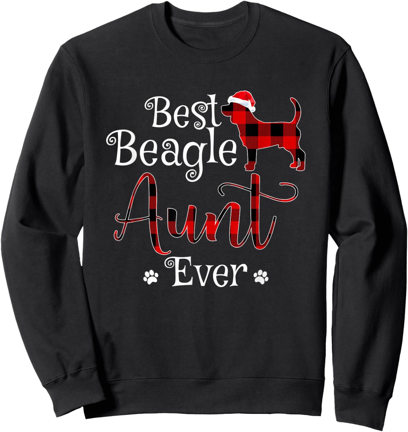 Best Beagle Aunt Ever plaid Christmas Gift Sweatshirt - Sweatshirt | Black