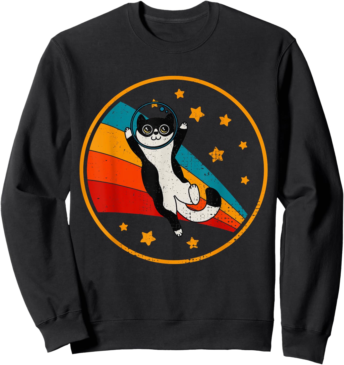 Cute Tuxedo Cat Two Tone Black & White Women Girls Kids Sweatshirt - Sweatshirt | Black