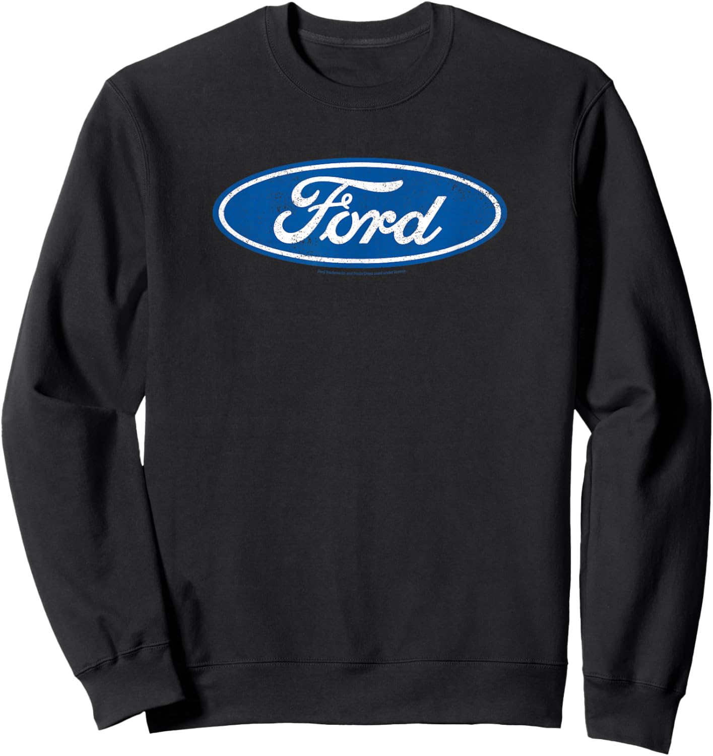Ford - Distressed Blue Oval Logo Sweatshirt - Sweatshirt | Black