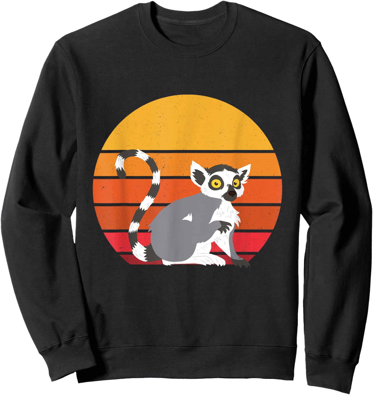 Lemur Sunset Funny Lemur Lover Retro Madagascar Animal Sweatshirt - Sweatshirt | Black