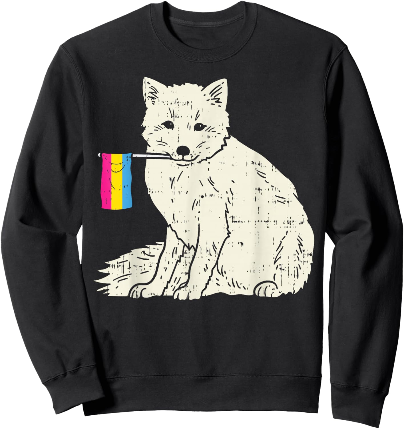 Snow Fox Pansexual Pride Flag Pan LGBT Animal Lover Gift Sweatshirt - Sweatshirt | Black