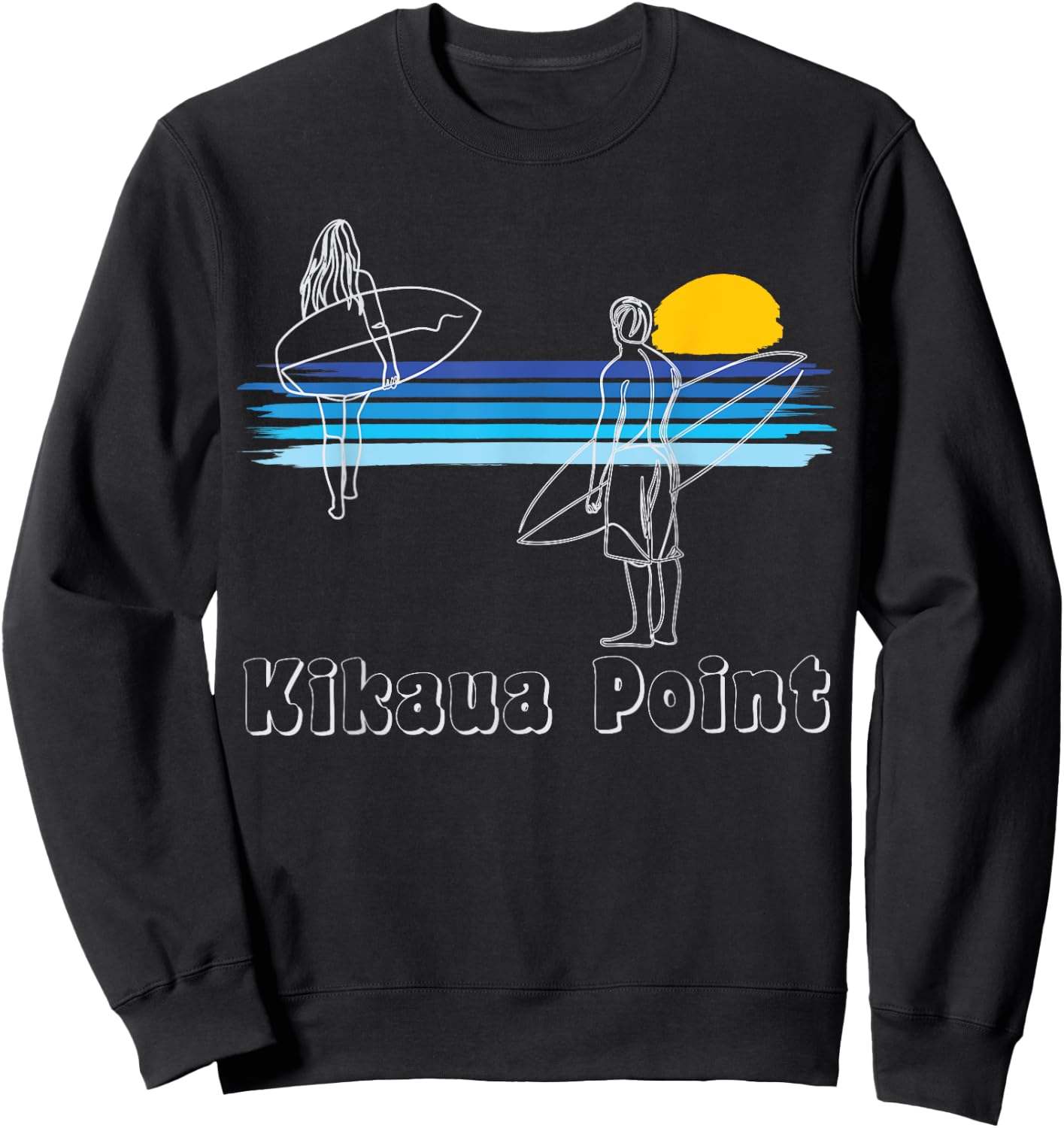 Kikaua Point Surfing Beach Surf Guy Girl Sweatshirt - Sweatshirt | Black