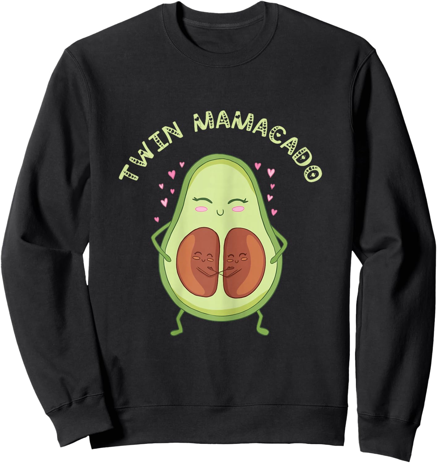 Twin Mamacado Cute Avocado Mama Fruit Pregnancy Pregnant Mom Sweatshirt - Sweatshirt | Black