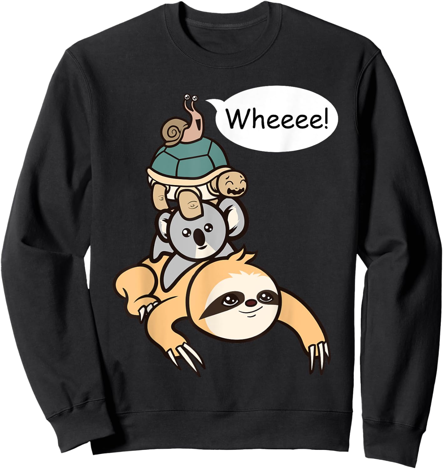 Funny Slow Moving Sloth Turtle Koala Snail Family Race Sweatshirt - Sweatshirt | Black