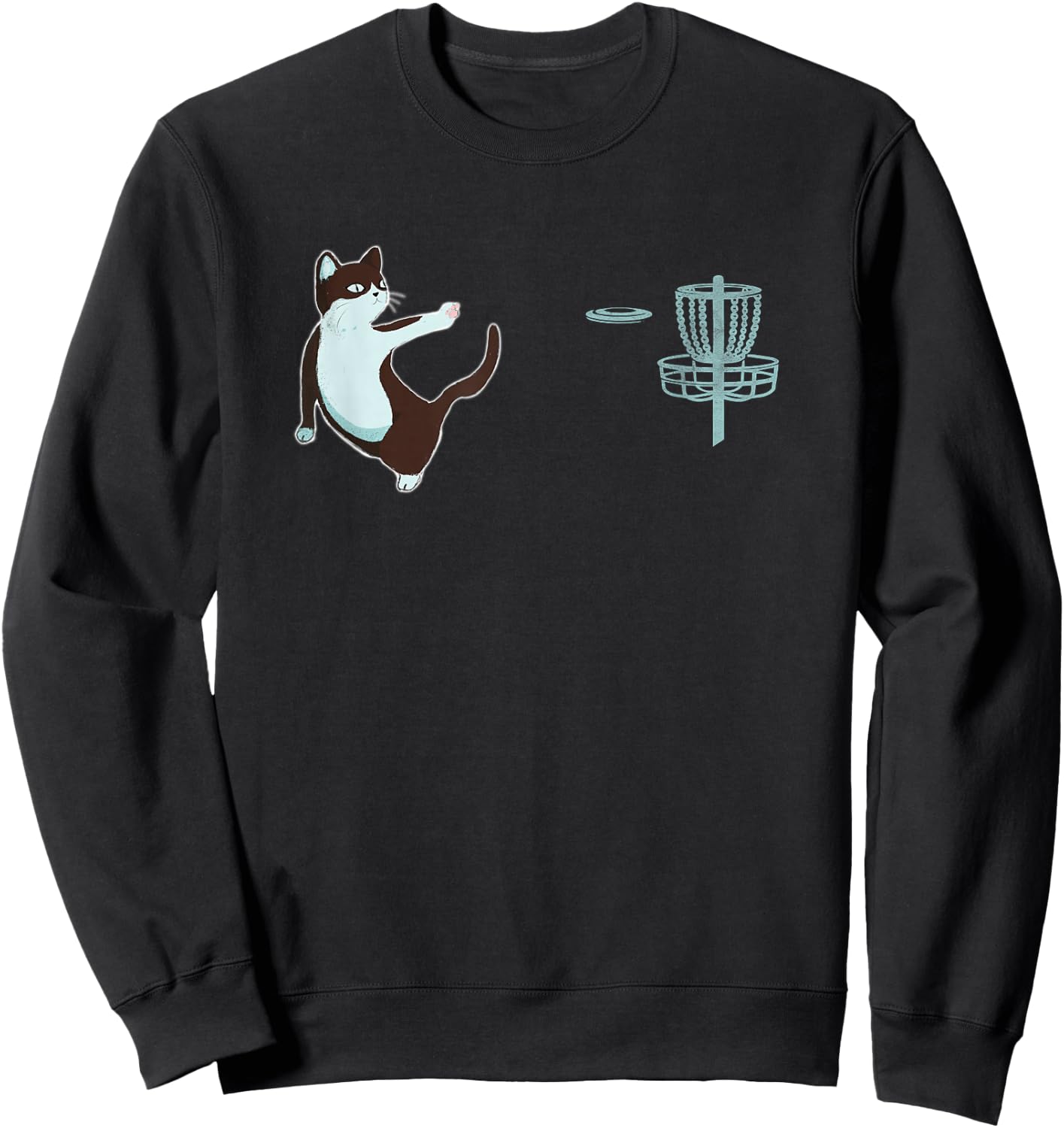 Disc Golf Cat Women Kids Sweatshirt - Sweatshirt | Black