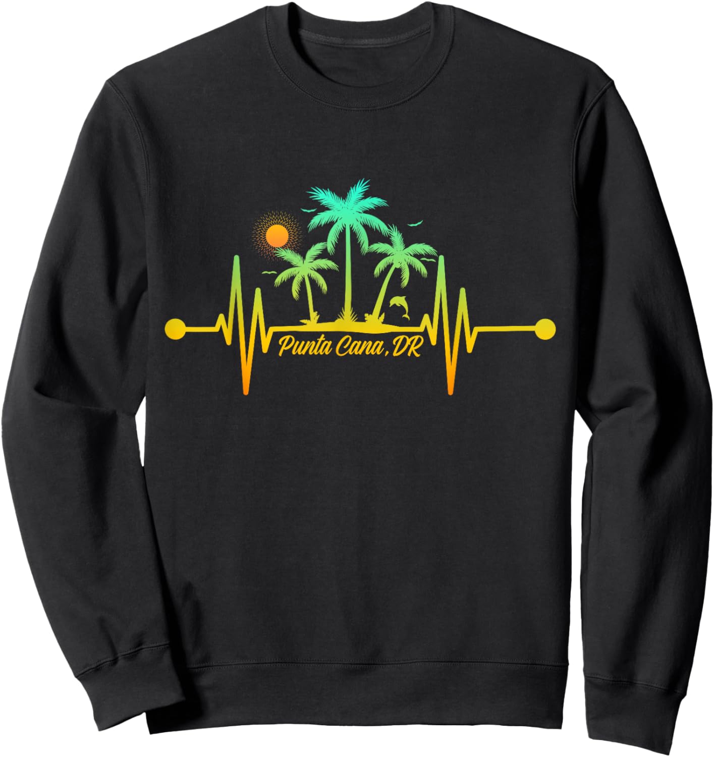 Punta Cana Heartbeat Shirt Dominican Republic Vacation Trip Sweatshirt - Sweatshirt | Black