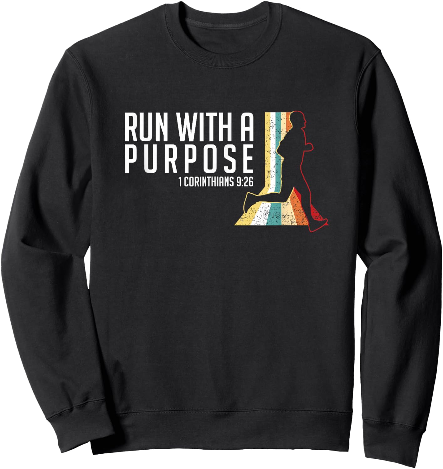 Bible Verse 1 Corinthians 9 26 Running Fitness Sweatshirt - Sweatshirt | Black