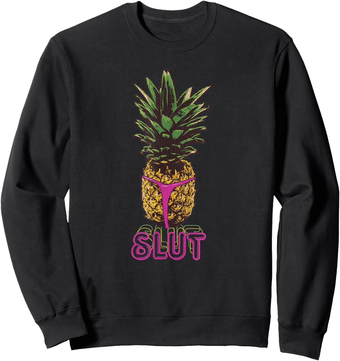 Vintage Tropical Pineapple Slut Sweatshirt - Sweatshirt | Black