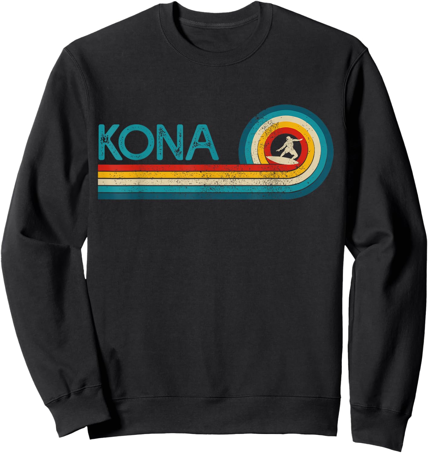 Kona Hawaii Vintage Surfer Souvenir Surf Sweatshirt - Sweatshirt | Black