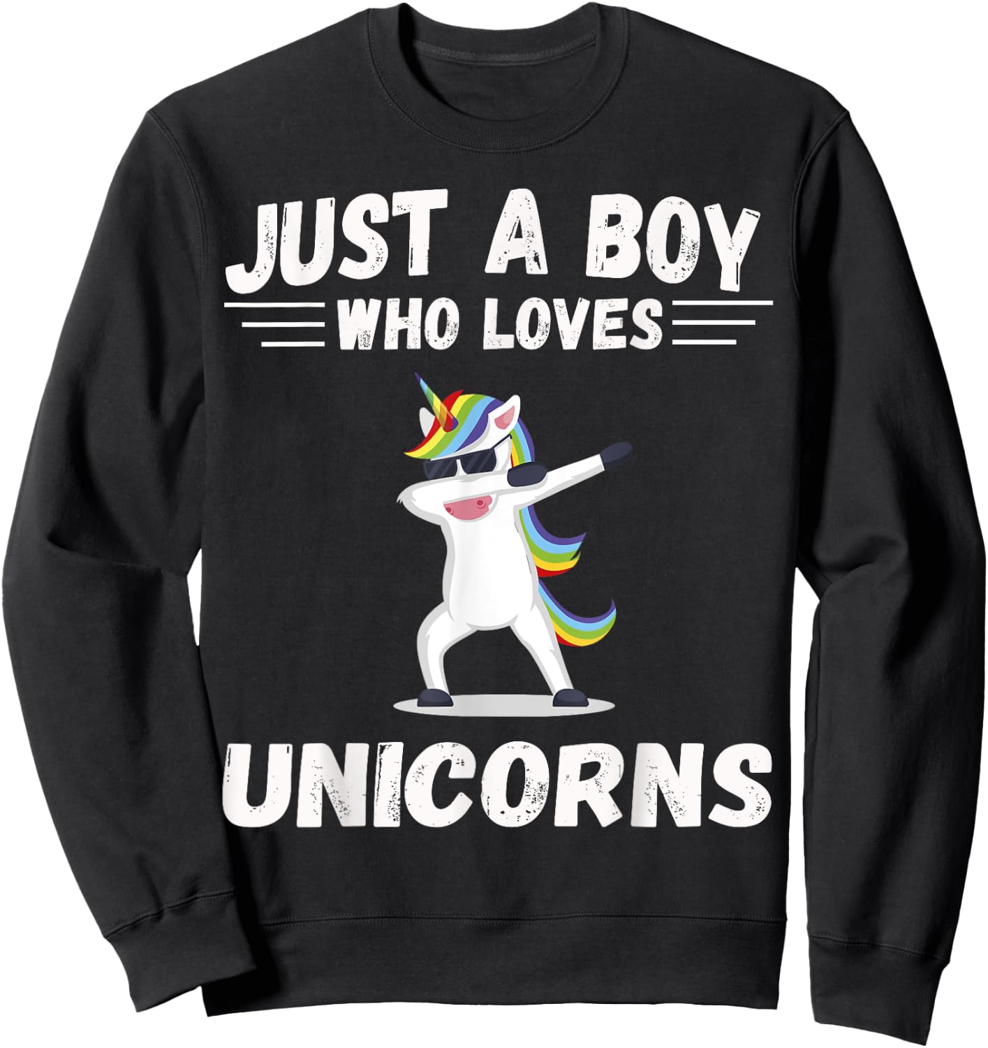 Cute Just a Boy who loves Unicorns Unicorn Gift Sweatshirt - Sweatshirt | Black