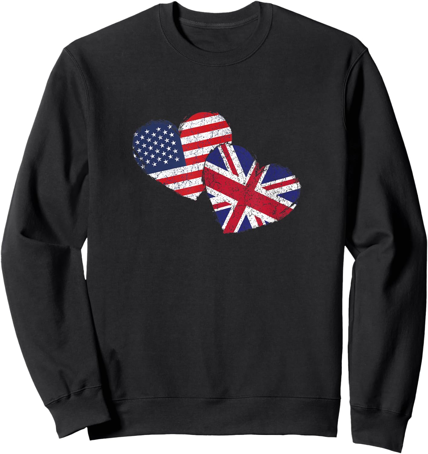 USA United Kingdom Heart Country Flag American British Sweatshirt - Sweatshirt | Black