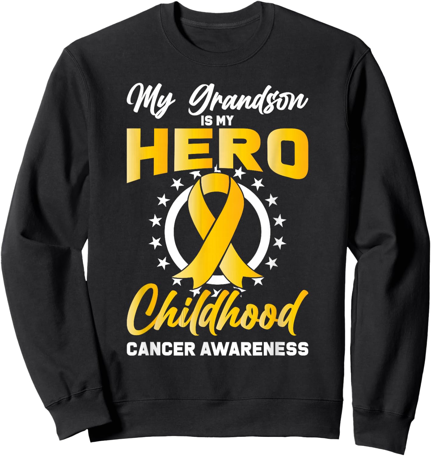 Grandson Childhood Ribbon Support Cancer Awareness Gift Sweatshirt - Sweatshirt | Black