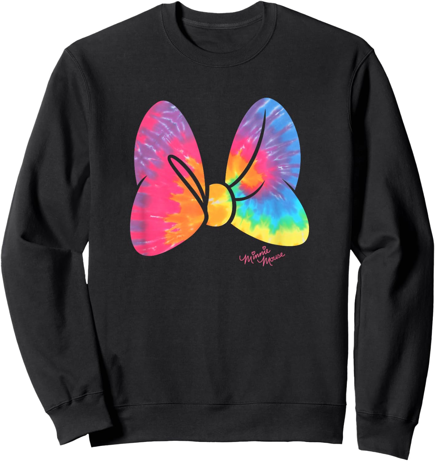 Disney Minnie Mouse Large Tie Dye Bow Sweatshirt - Sweatshirt | Black