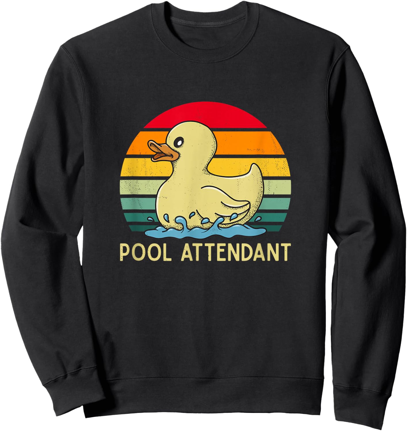 Pool Attendant - Retro Lifeguard swimming rubber duck cute Sweatshirt - Sweatshirt | Black