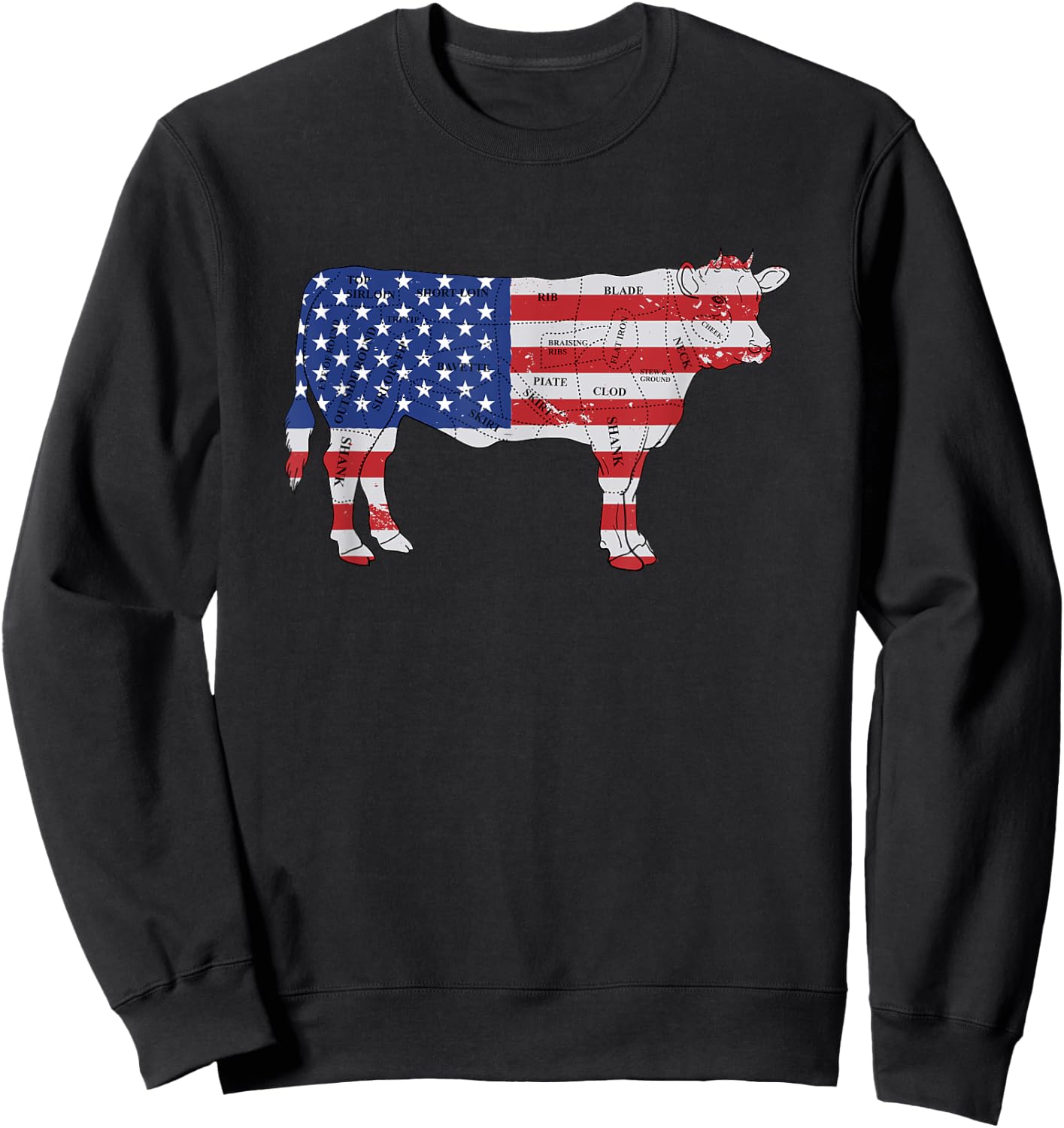 American USA Flag BBQ - American Butcher - American Beef Sweatshirt - Sweatshirt | Black