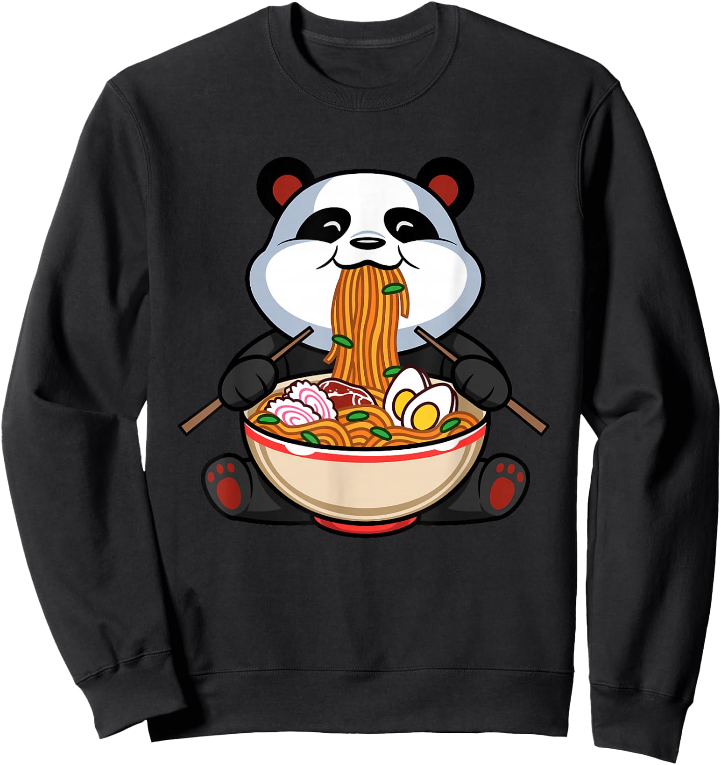 Funny Cute Kawaii Panda Ramen Noodles Japanese Anime Gift Sweatshirt - Sweatshirt | Black