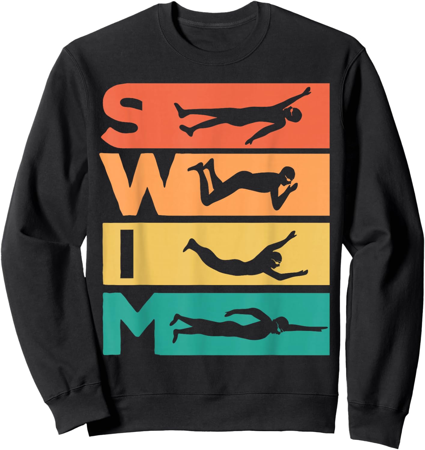 Retro Vintage Swimming Gift Swimmers Sweatshirt - Sweatshirt | Black