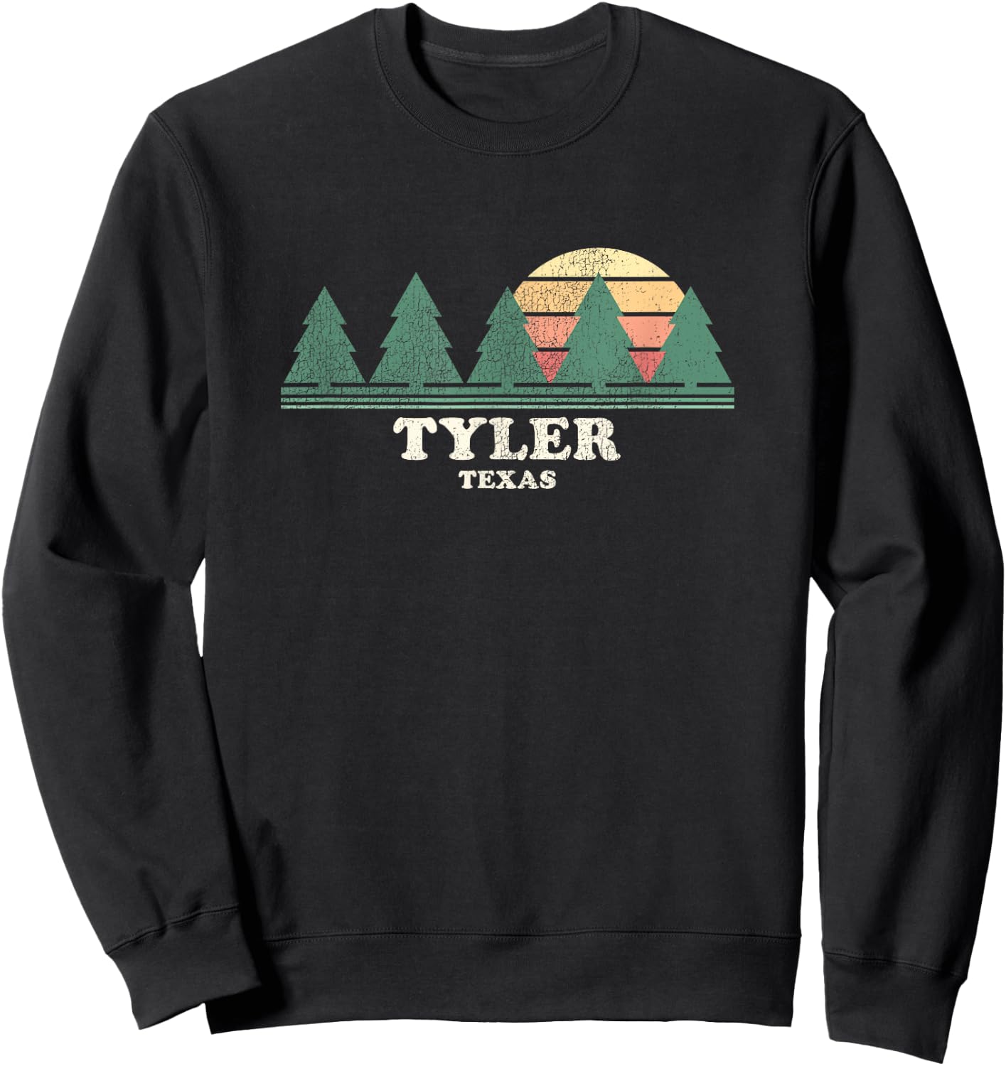 Tyler TX Vintage Throwback Retro 70s Design Sweatshirt - Sweatshirt | Black