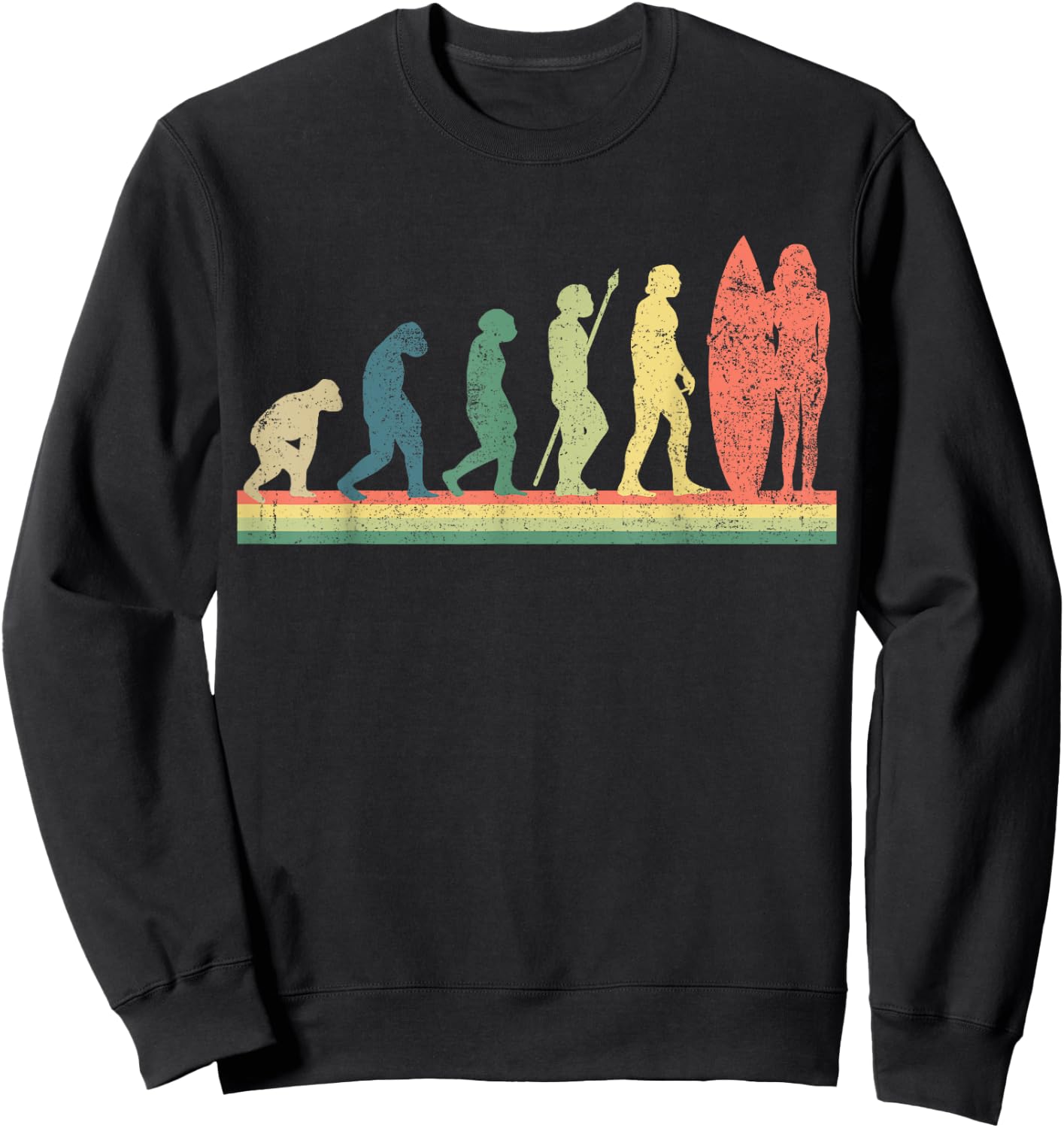 Surfing Surfboard Surfer Girl Retro Sweatshirt - Sweatshirt | Black