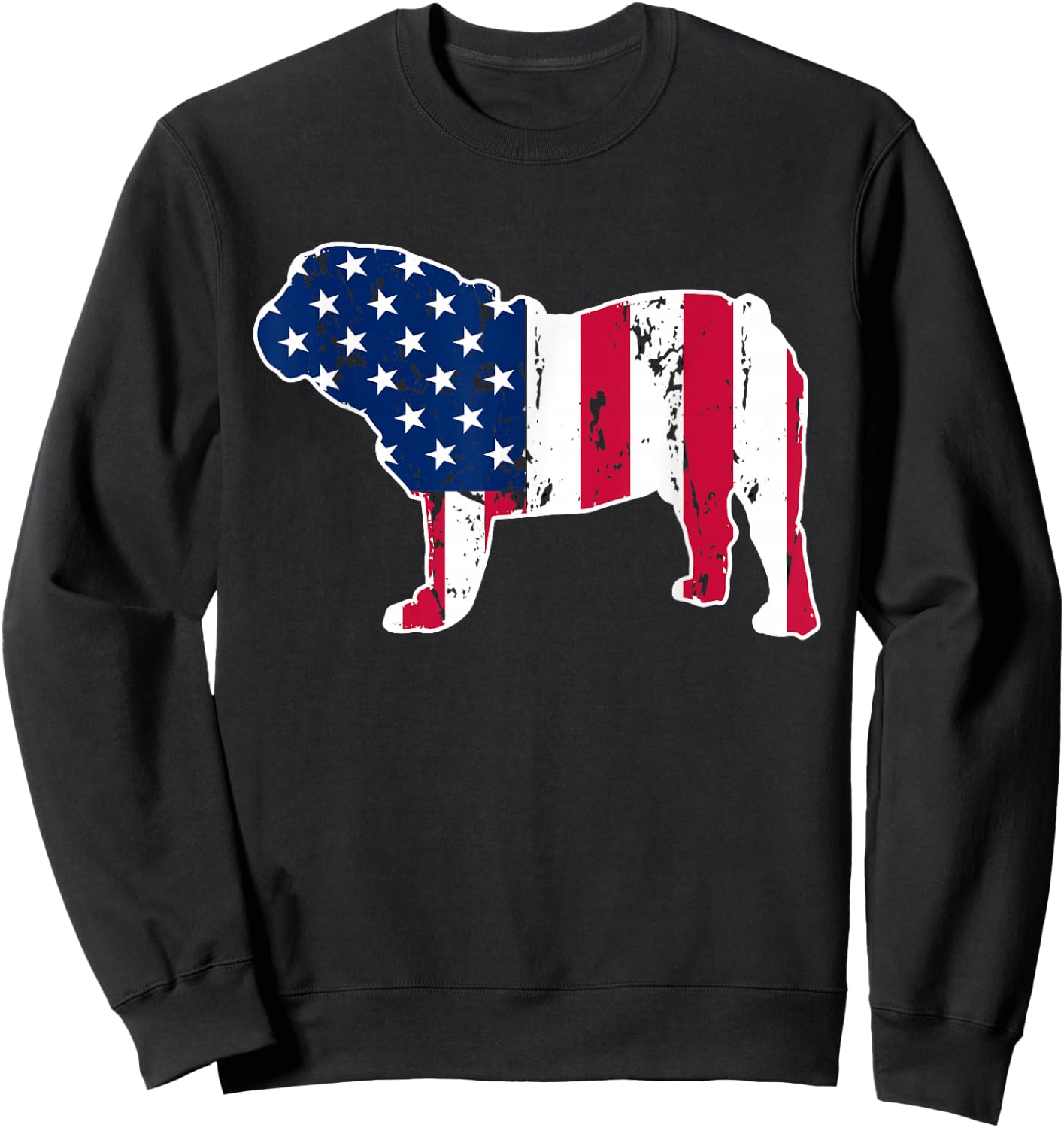 English Bulldog Dog Lovers American Flag 4th of July Sweatshirt - Sweatshirt | Black