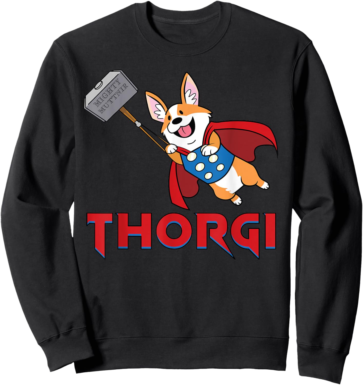 Thorgi and the Mighty Muttnir Corgi Norse God Parody Sweatshirt - Sweatshirt | Black