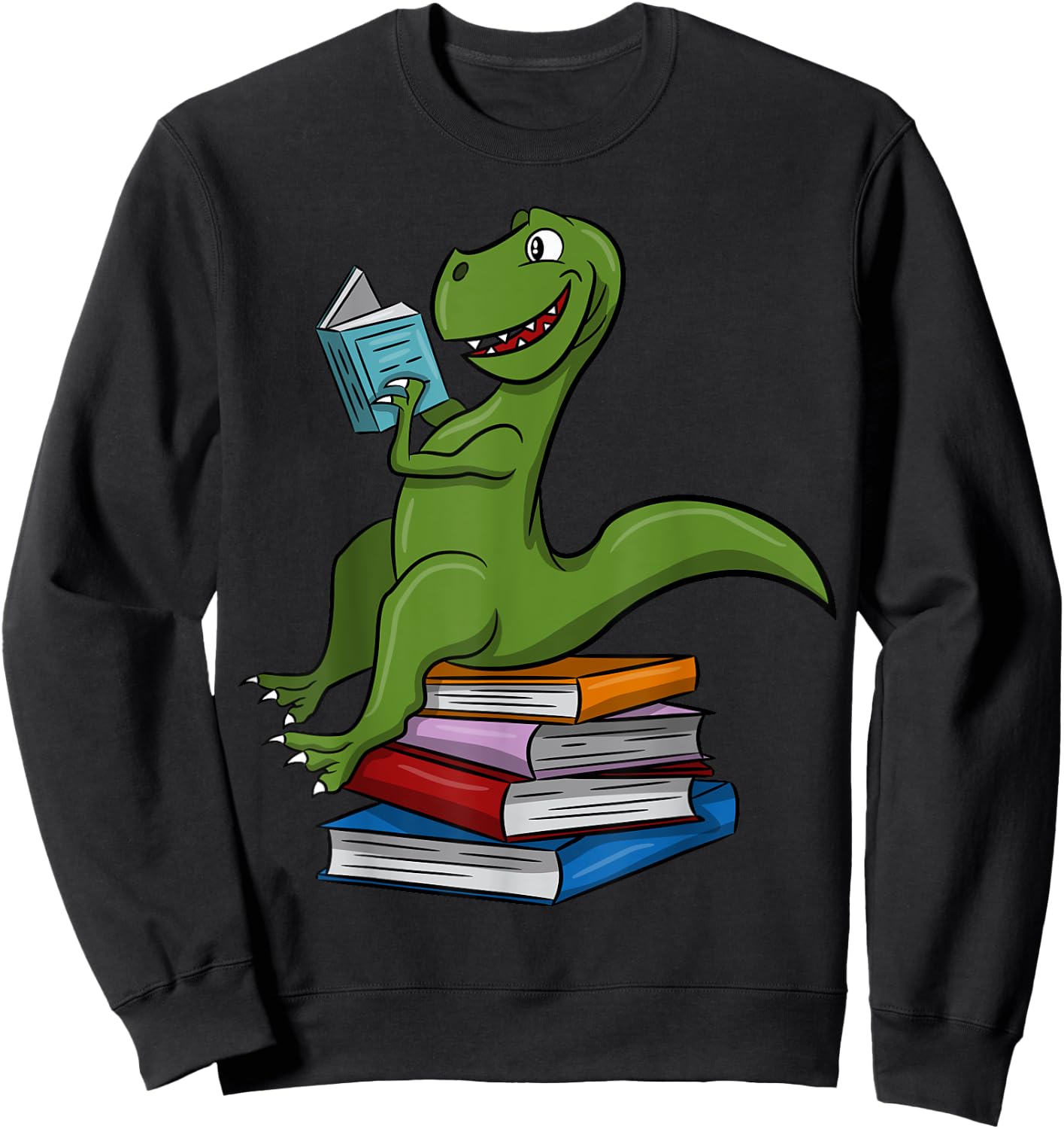 Reading Dinosaur T Rex Dinosaur Lover Dino Book Gift Sweatshirt - Sweatshirt | Black