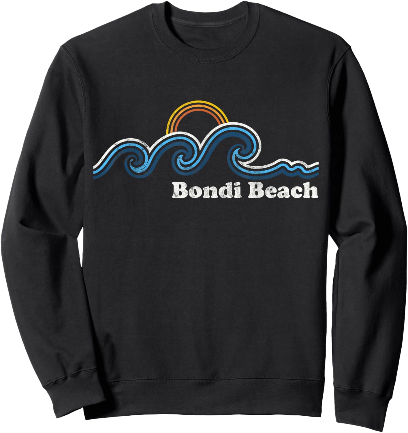 Bondi Beach Australia Sufing Waves Sunset Beach Vintage Men Women Sweatshirt - Sweatshirt | Black