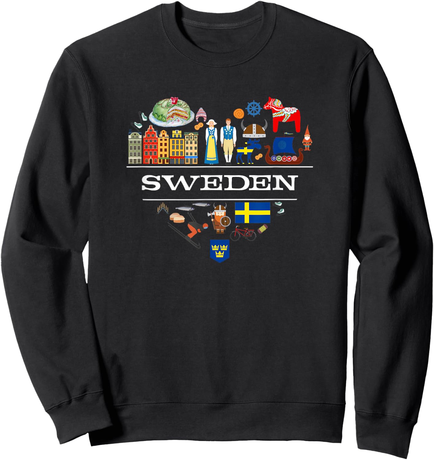Swedish Heart Travel Gift Swedes Sweatshirt - Sweatshirt | Black
