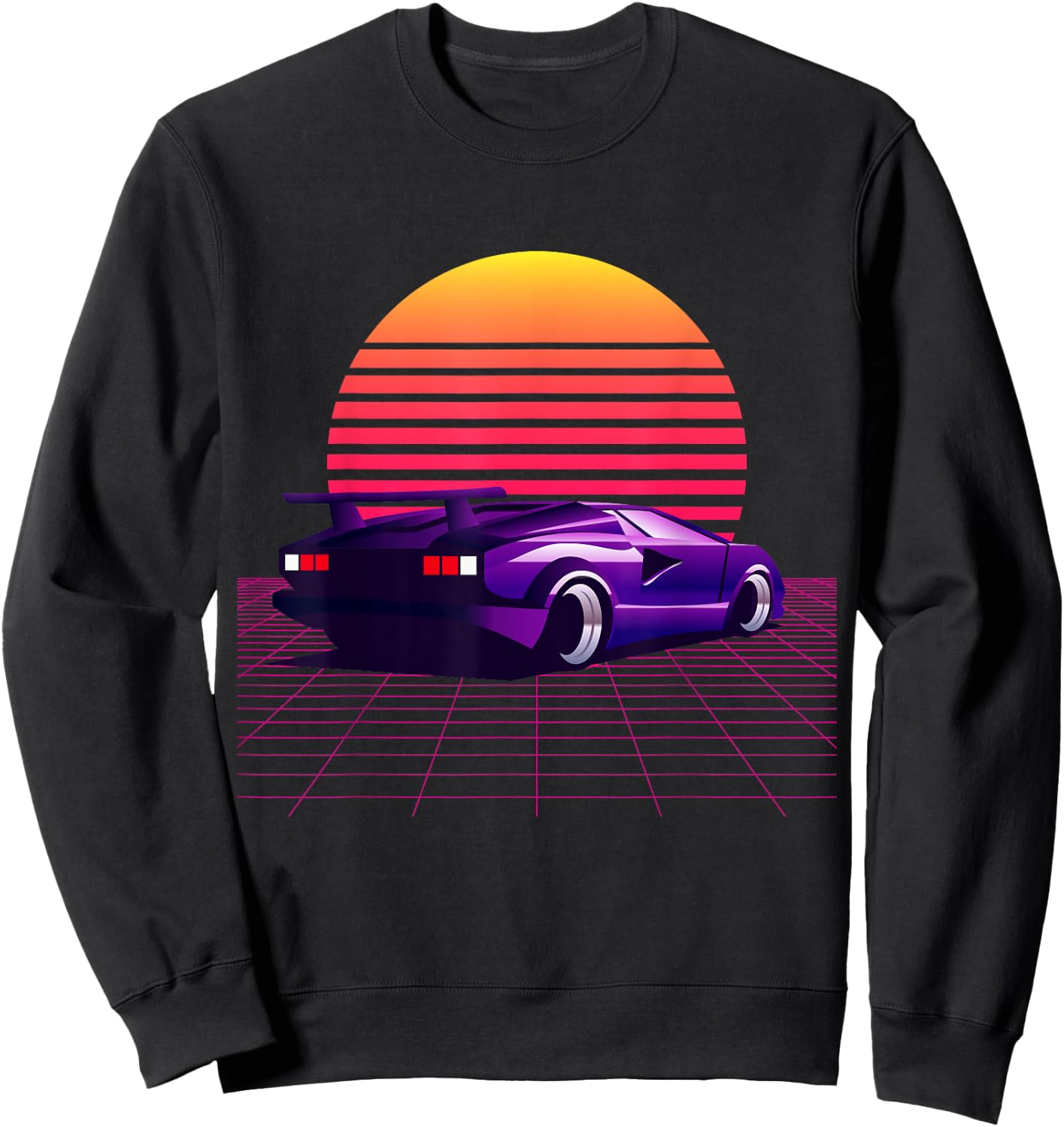 Men's Women's Vintage Retro 80's 90's Cars Graphic Design Sweatshirt - Sweatshirt | Black