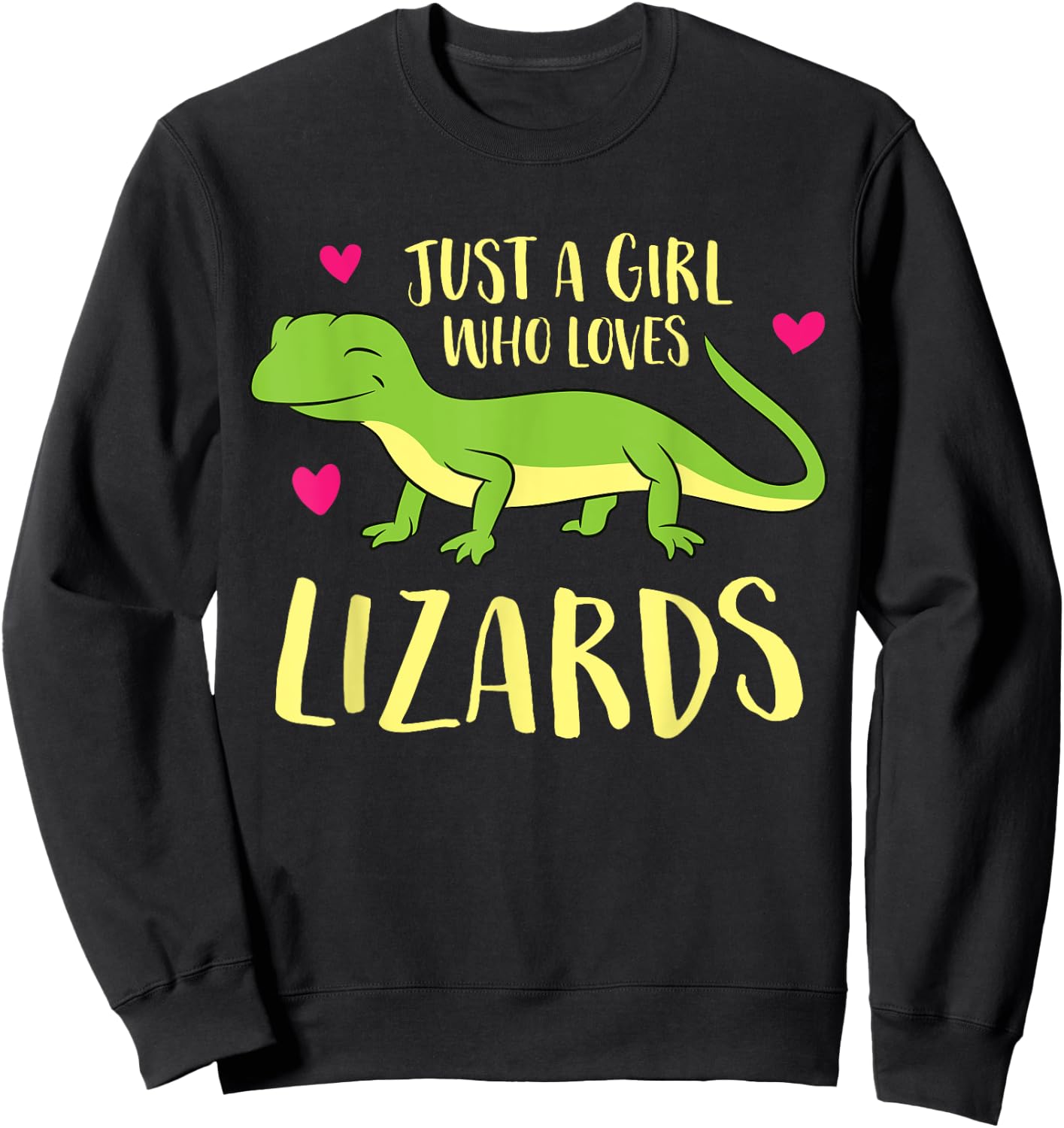Just A Girl That Loves Lizards Cute Lizard Girl Sweatshirt - Sweatshirt | Black