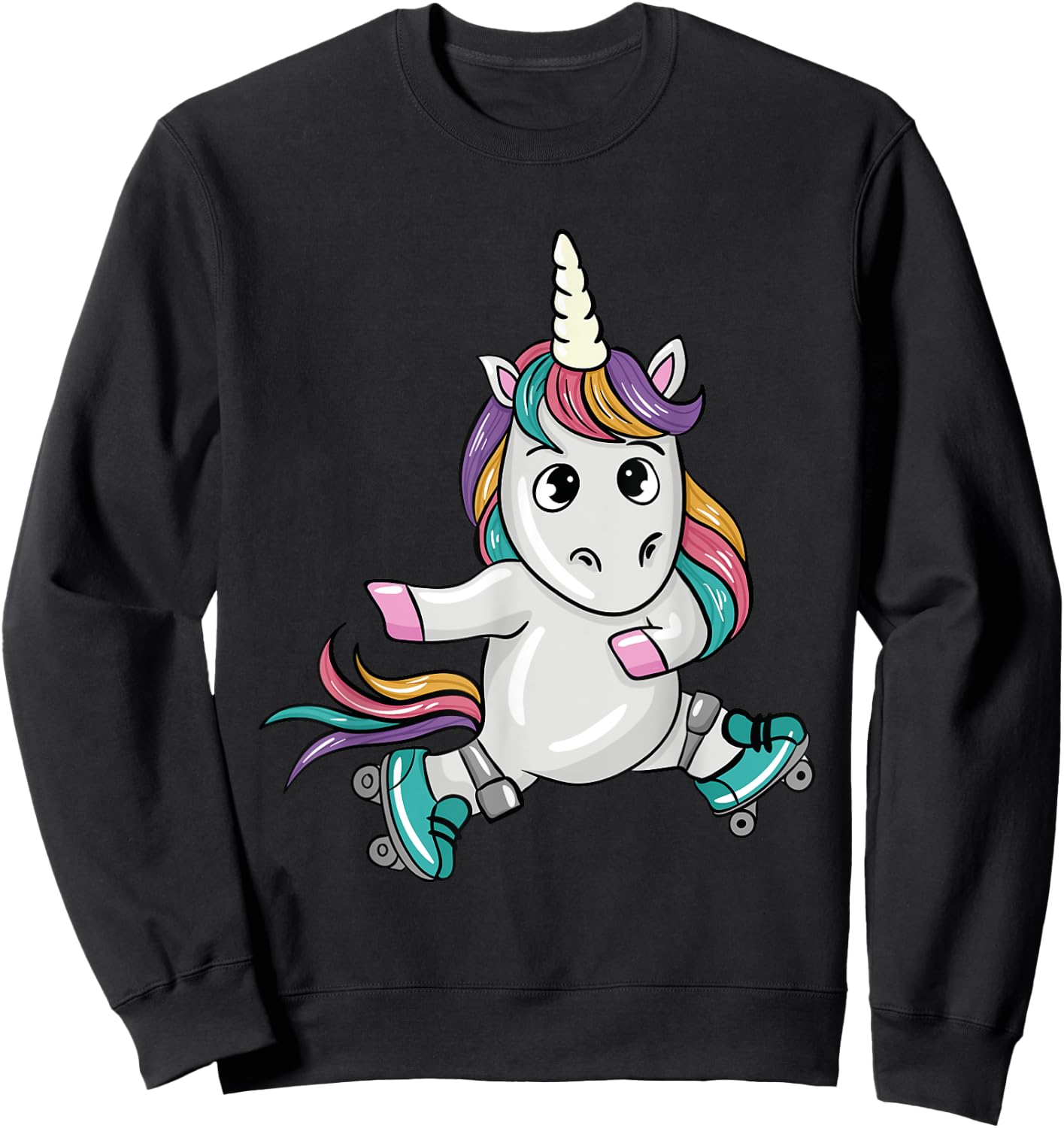 Unicorn Roller Skates Lover Gifts Roller Skating Lover Gift Sweatshirt - Sweatshirt | Black