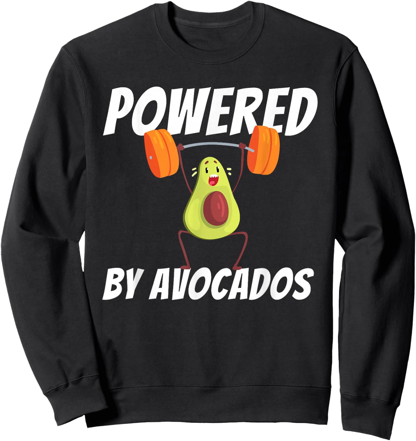 Powered By Avocados Barbell Gym - Avocado Lover & Guacamole Sweatshirt - Sweatshirt | Black