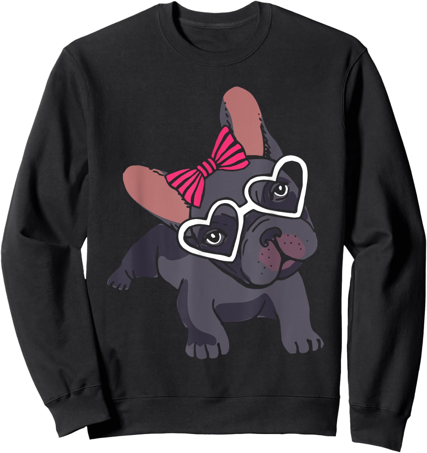 Cute Frenchie Girls Women Gift Pet Animal French Bulldog Sweatshirt - Sweatshirt | Black