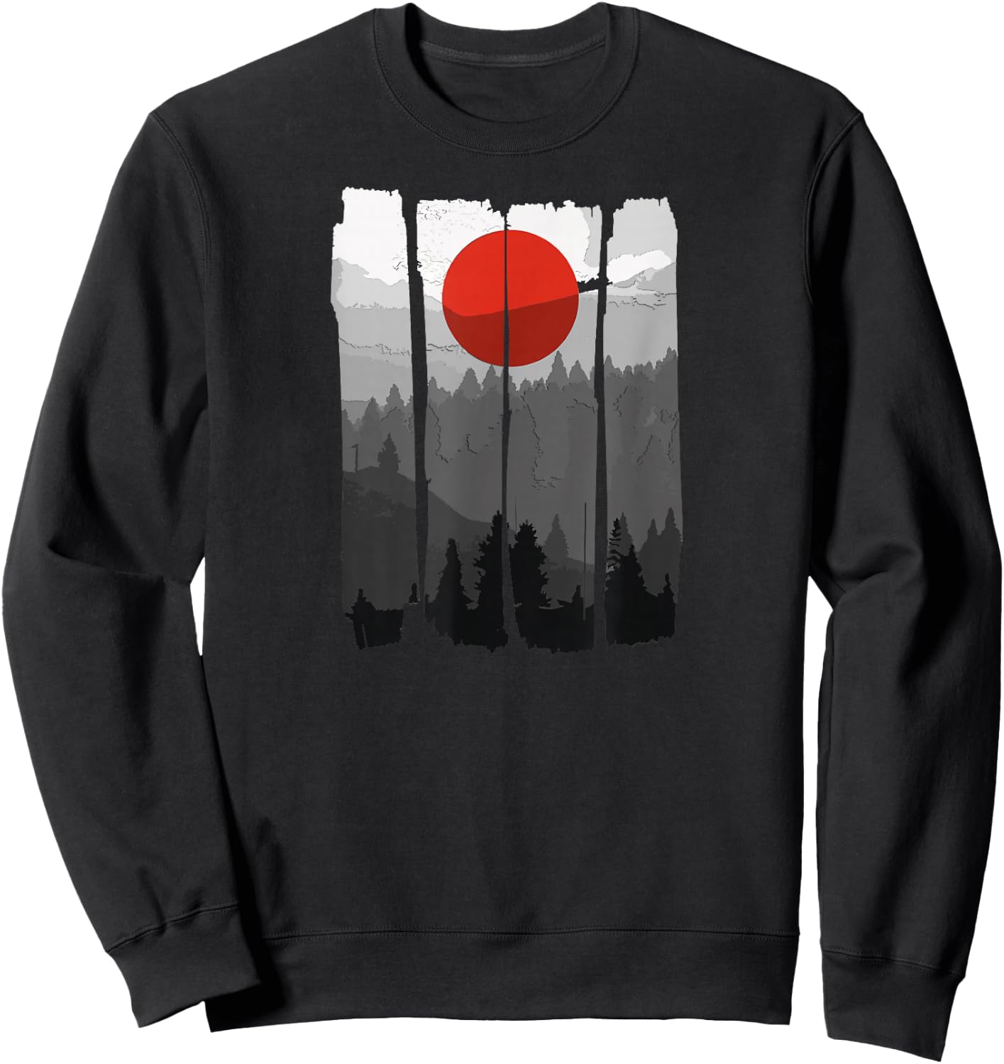 Japanese Sunrise Art Nature Japan Holiday Sweatshirt - Sweatshirt | Black