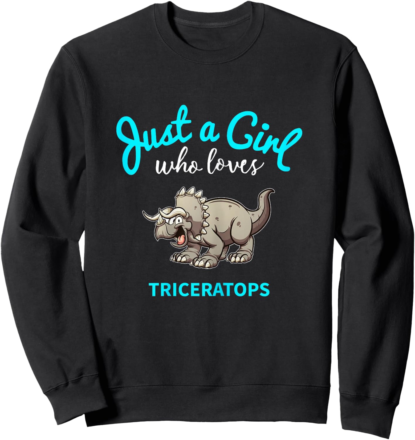 Triceratops Jersey for Girls | Children's Triceratops Sweatshirt - Sweatshirt | Black