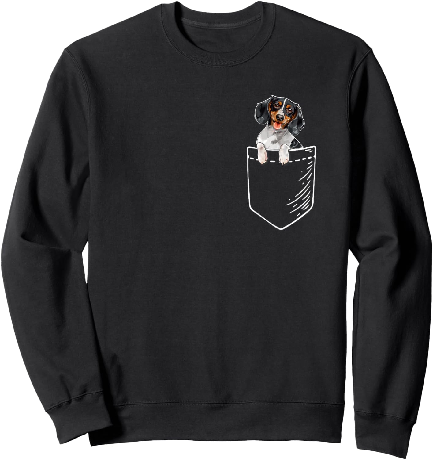 Funny Kids Pocket Piebald Dachshund Lover Sweatshirt - Sweatshirt | Black