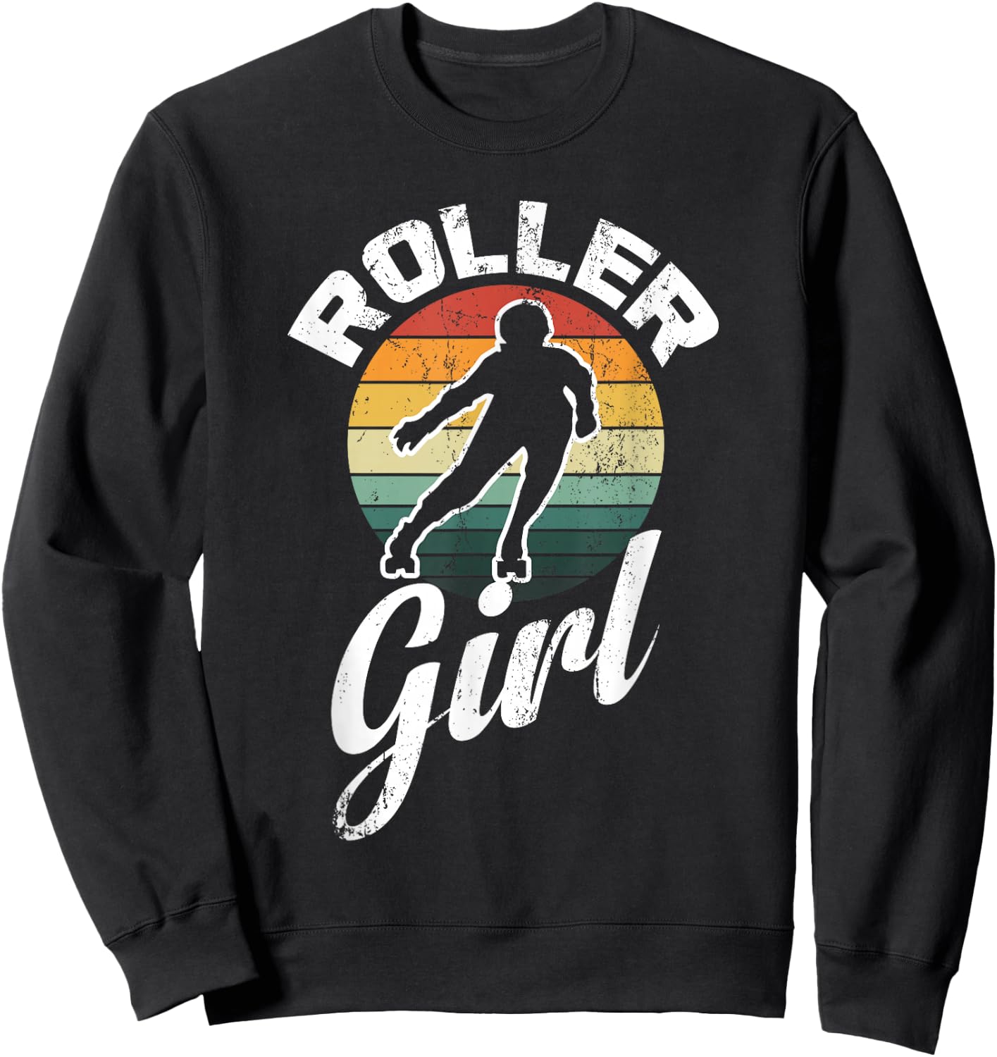 Funny Roller Girl Skating Derby 70's 80's Retro Skater Gifts Sweatshirt - Sweatshirt | Black