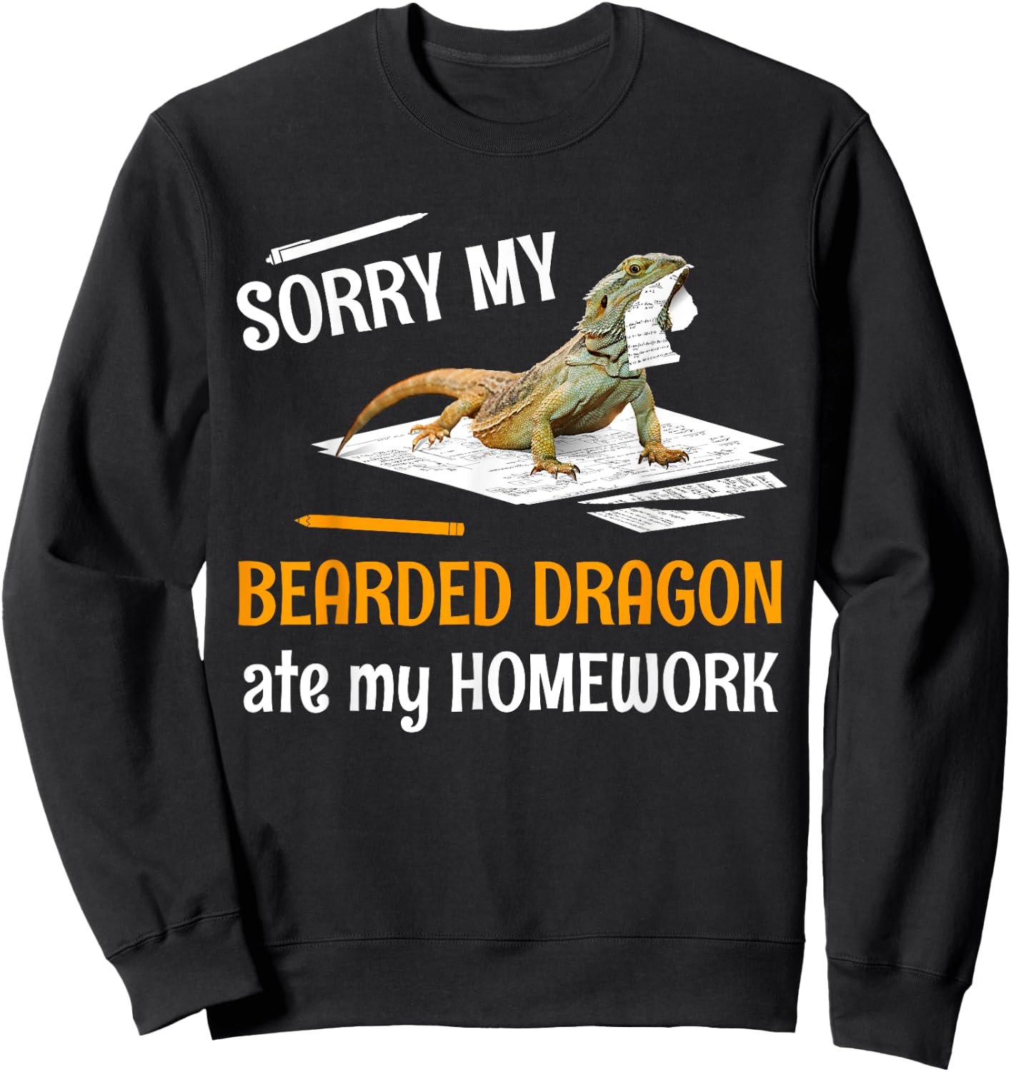 Sorry My Bearded Dragon Ate My Homework Teacher Student Women Kids Sweatshirt - Sweatshirt | Black