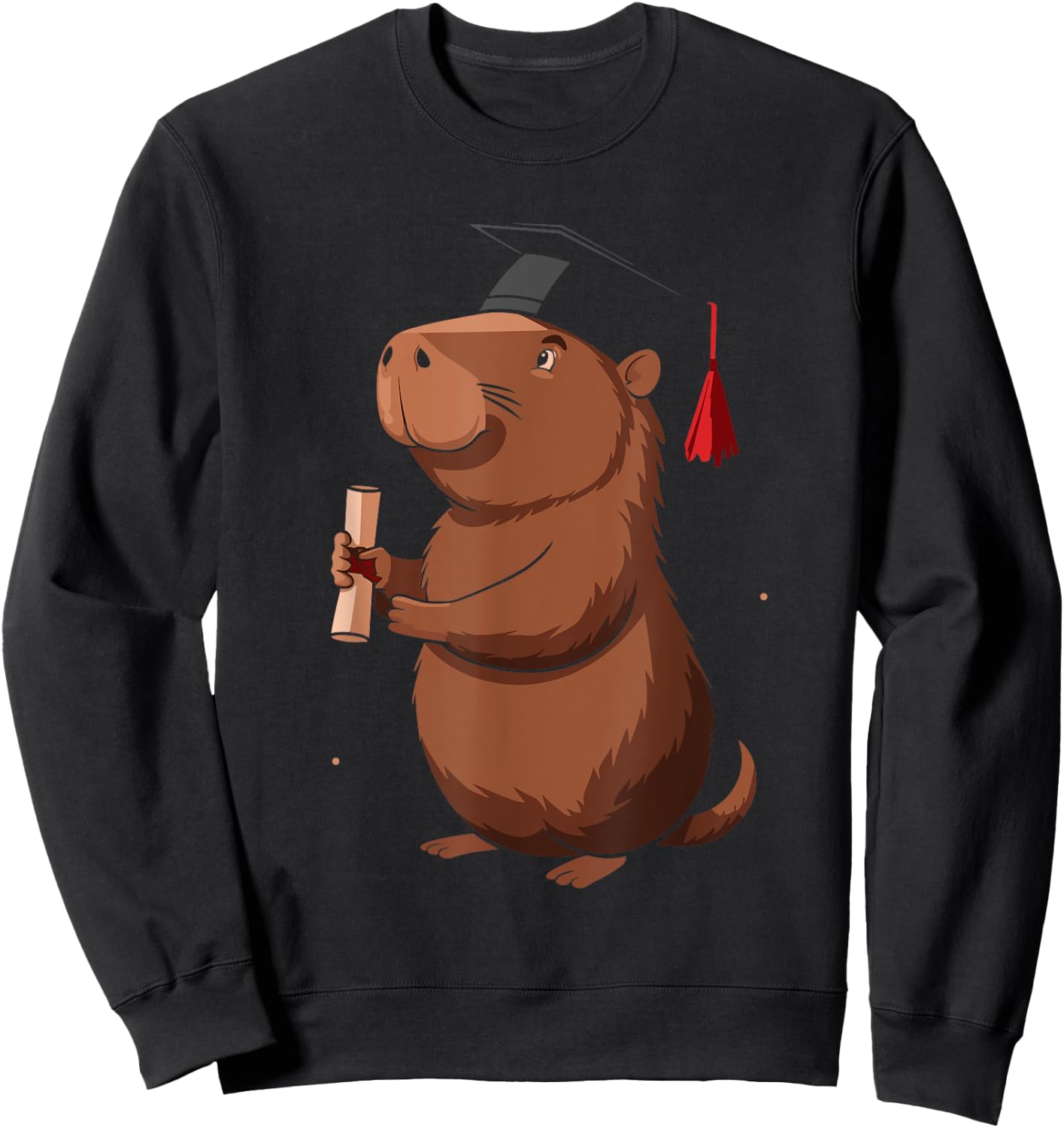 Funny Capybara Graduation Class of 2024 Graduate Hat Sweatshirt - Sweatshirt | Black