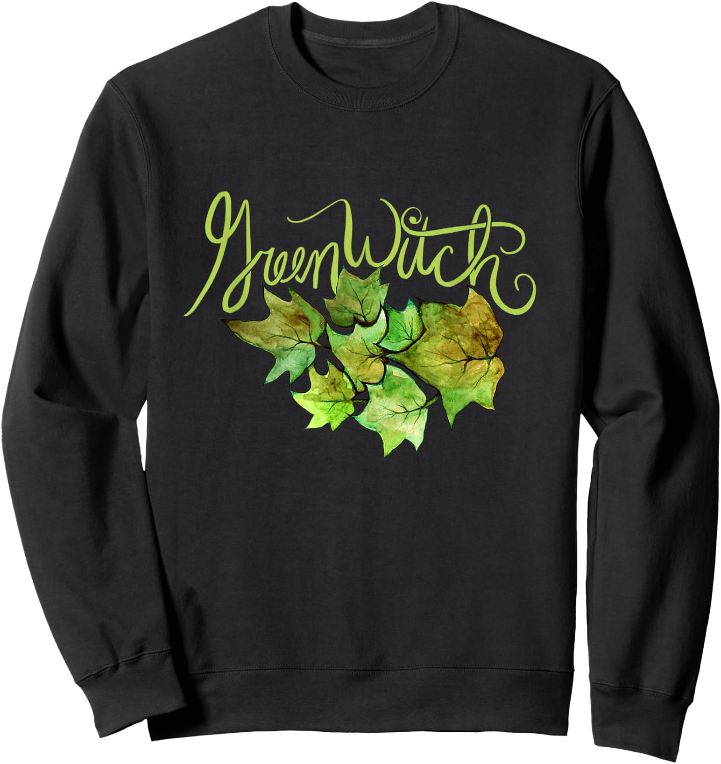 Green Witch Ivy Leaves Design Natures Sweatshirt - Sweatshirt | Black