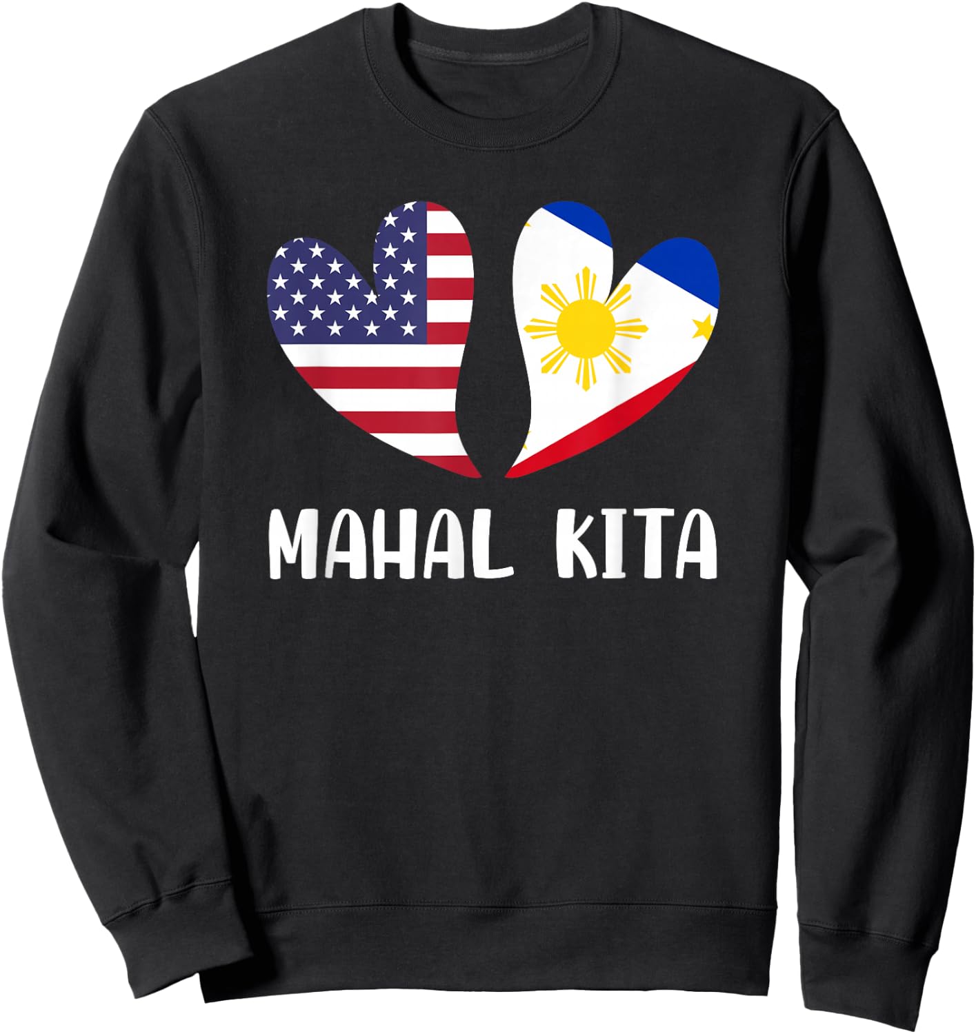 Mahal Kita Filipino American Lovers Pilipinas USA Small Sweatshirt - Sweatshirt | Black